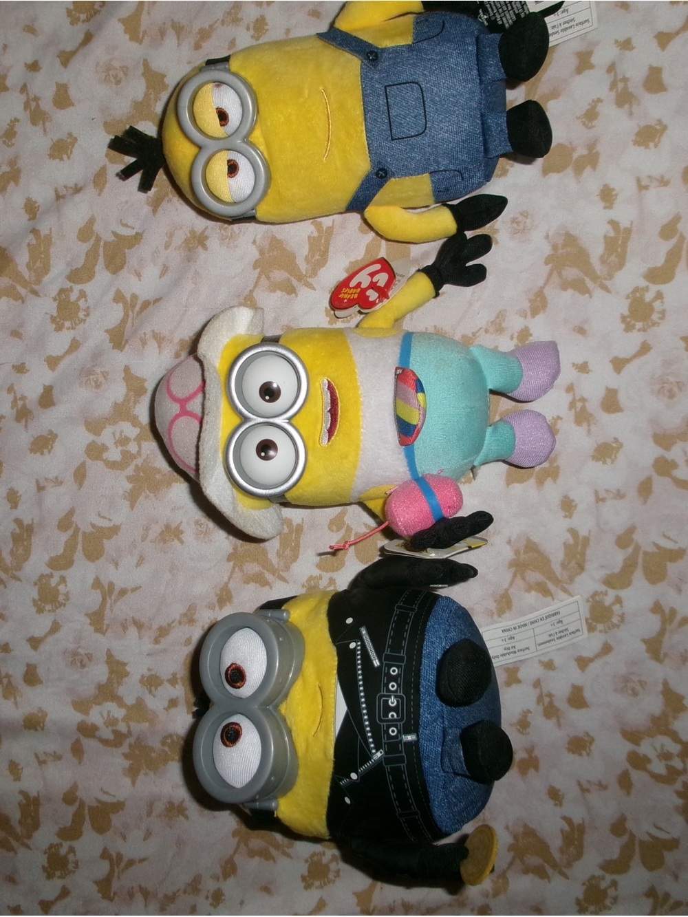 Ty Yellow Minions Plush Trio - Blue Overalls & Multi-Color Outfit